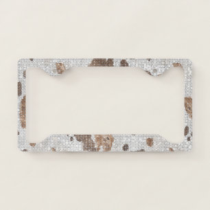 Cool Sparkle White Brown Animal Print License Plate Frame