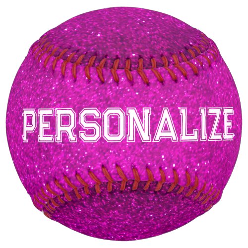 Cool sparkly pink glitter softball sports gift