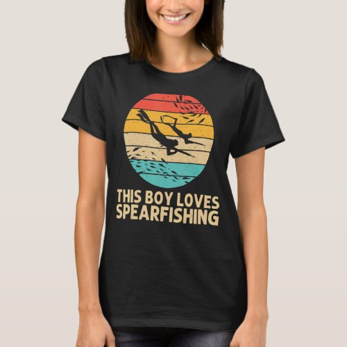 Cool Spearfishing For Boys Kids Ocean Diving Spear T_Shirt