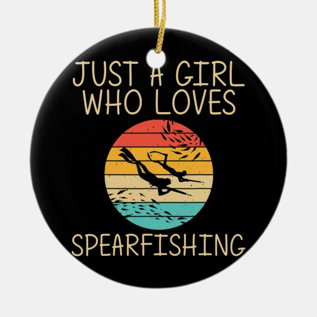Cool Spearfishing For Girls Kids Ocean Diving Ceramic Ornament (Front)