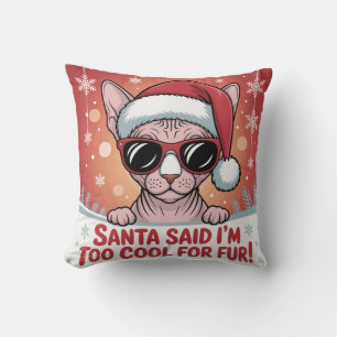 Cool Sphynx Cat Christmas Santa Design Throw Pillow
