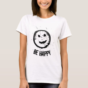 Cool Spilled Stained Be Happy face T-Shirt