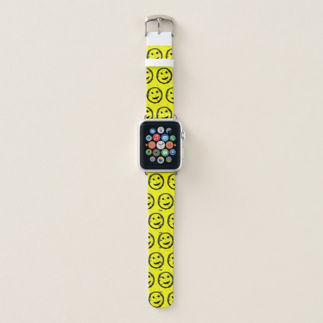 Cool Spilled Stained Happy face pattern Apple Watch Band (Front)