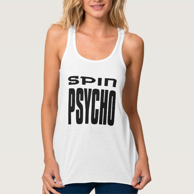 cool spinning yoga funny gym humor spin psycho tank top (Front)