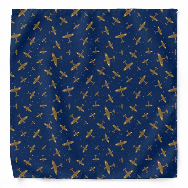 Cool Spitfire Pattern Navy Blue Bandana (Front)
