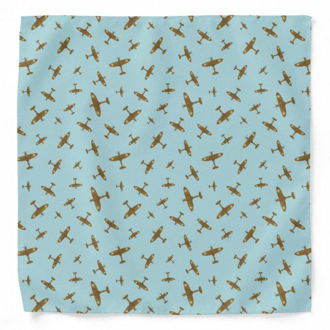 Cool Spitfire Print Pastel Blue Bandana (Front)