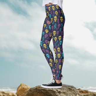 Cool Spooky Halloween Colorful Skull Pattern Party
