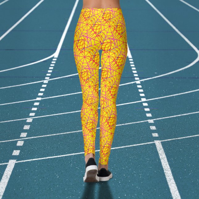 Cool Spooky Yellow Orange Halloween Spider Web  Leggings (Creator Uploaded)