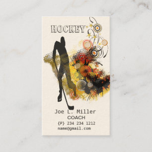 Cool Sport Hockey Player Modern Professional Coach Business Card