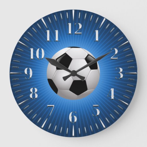 Cool Sport Soccer  Football Blue Large Clock