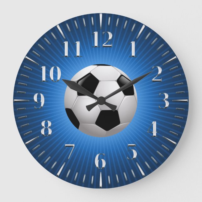 Cool Sport Soccer | Football Blue Large Clock (Front)