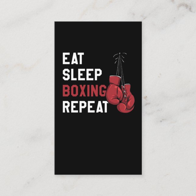 Cool Sports Eat Sleep Boxing Repeat Business Card (Front)