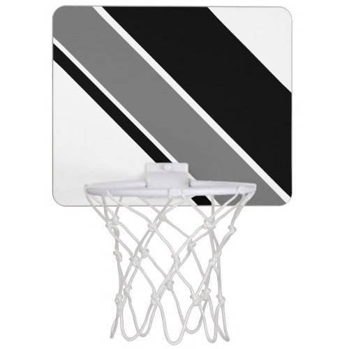 Cool Sporty Black Gray Diagonal Stripes On White Mini Basketball Hoop