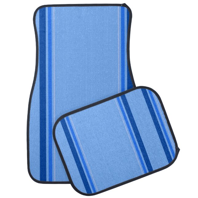 Cool Sporty Blue Lines Car Floor Mat (Set)