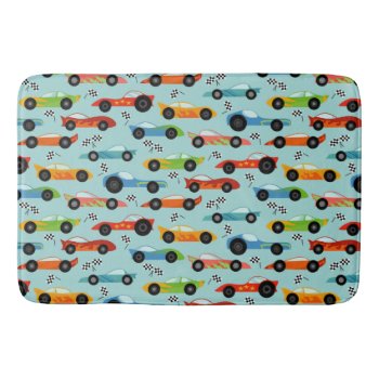 Cool Sporty Race Cars Kids Bath Mat by LilPartyPlanners at Zazzle