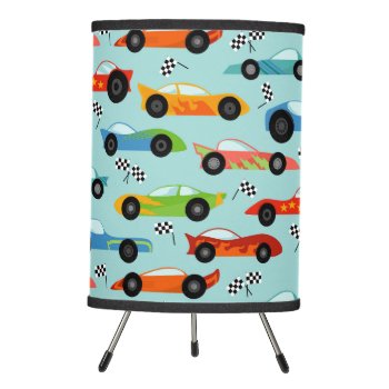 Cool Sporty Race Cars Kids Tripod Lamp by LilPartyPlanners at Zazzle