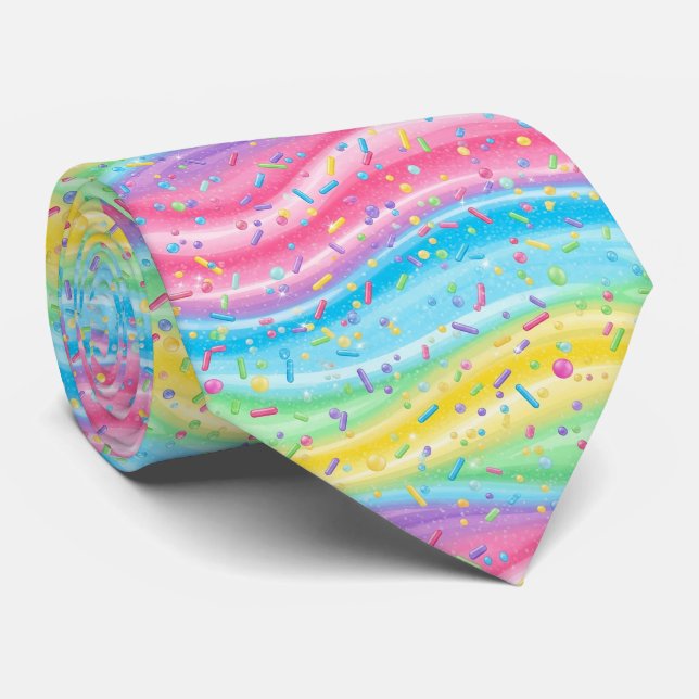 Cool sprinkled colored tiled pattern  neck tie (Rolled)
