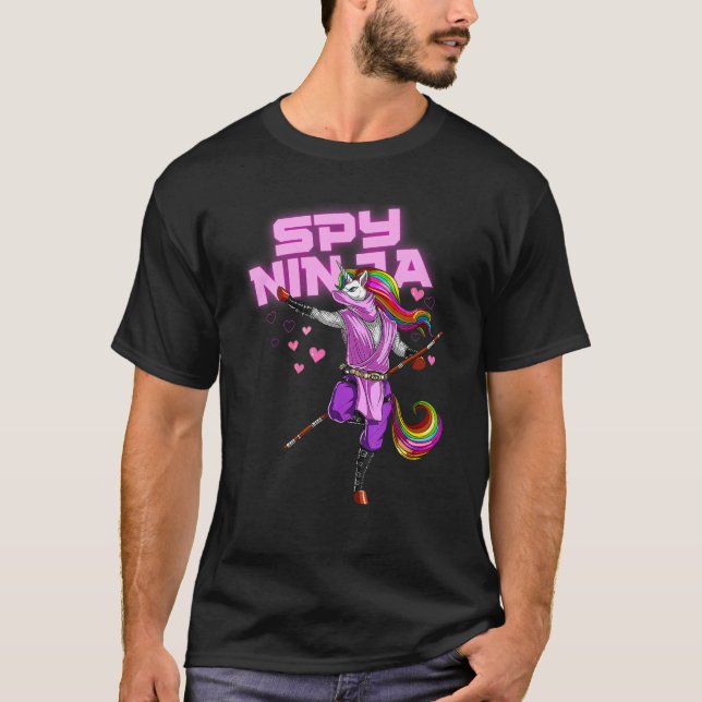 Cool Spy Gaming Ninjas Gamer Unicorn Ninja Boy Gir T-Shirt (Front)