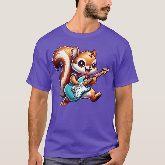 Cool Squirrel Guitarist Rock Band boy T-Shirt (Front)
