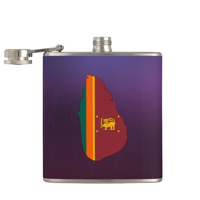 Cool Sri Lanka Flag Map Flask (Opened)