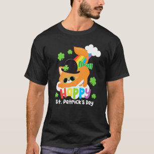 Cool St Patricks Day Cat Rainbow Lucky Shamrock Cu T-Shirt