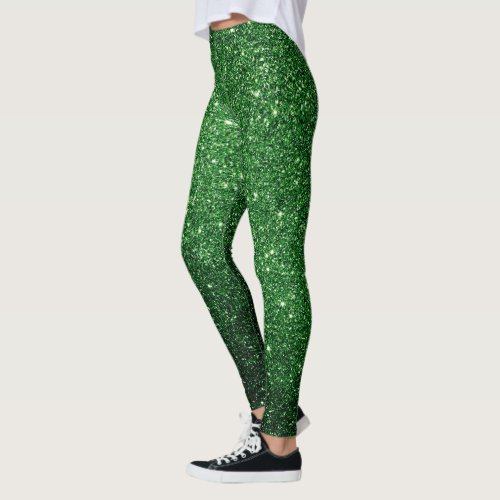 Cool St Patricks day luck of Irish Green Glitter Leggings