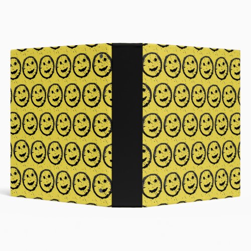 Cool Stained Happy Smiling face pattern yellow 3 Ring Binder