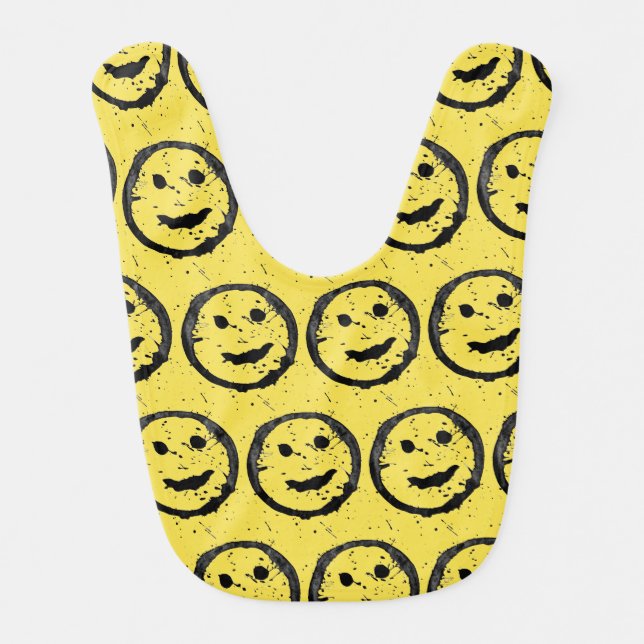 Cool Stained Happy Smiling face pattern yellow Baby Bib (Front)