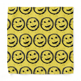 Cool Stained Happy Smiling face pattern yellow Bandana