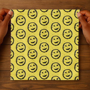 Cool Stained Happy Smiling face pattern yellow Bandana
