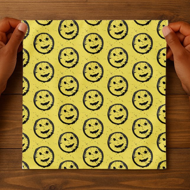 Cool Stained Happy Smiling face pattern yellow Bandana (Creator Uploaded)