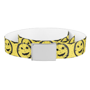 Cool Stained Happy Smiling face pattern yellow Belt