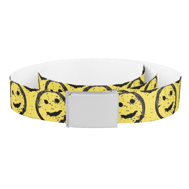 Cool Stained Happy Smiling face pattern yellow Belt (Coil)