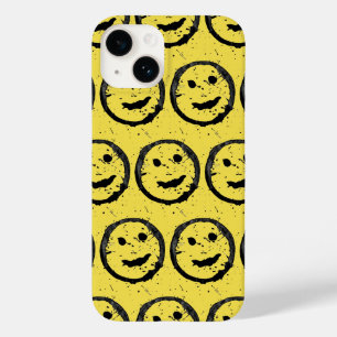 Cool Stained Happy Smiling face pattern yellow Case-Mate iPhone 14 Case