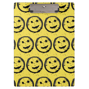 Cool Stained Happy Smiling face pattern yellow Clipboard