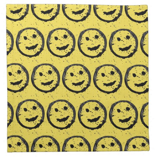 Cool Stained Happy Smiling face pattern yellow Cloth Napkin