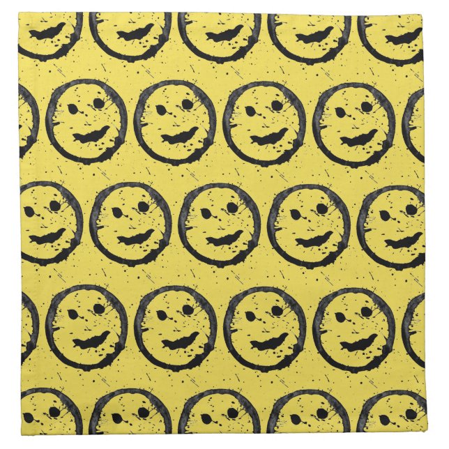 Cool Stained Happy Smiling face pattern yellow Cloth Napkin (Front)