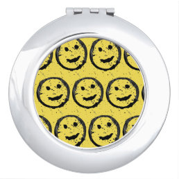 Cool Stained Happy Smiling face pattern yellow Compact Mirror