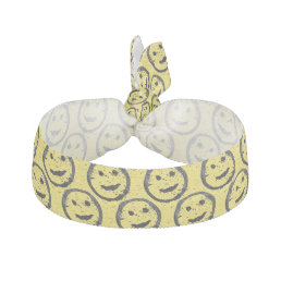 Cool Stained Happy Smiling face pattern yellow Elastic Hair Tie