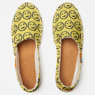 Cool Stained Happy Smiling face pattern yellow Espadrilles