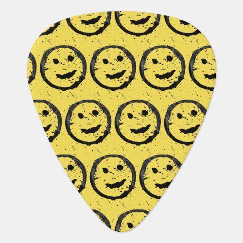 Cool Stained Happy Smiling face pattern yellow Guitar Pick