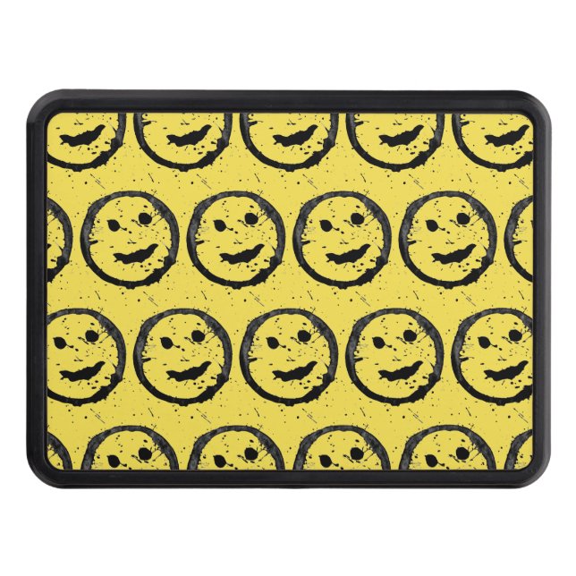 Cool Stained Happy Smiling face pattern yellow Hitch Cover (Front)