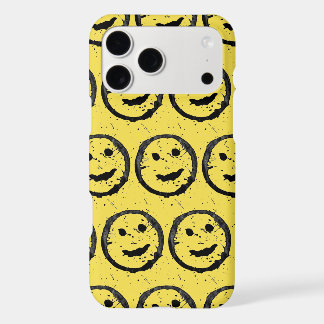 Cool Stained Happy Smiling face pattern yellow iPhone 17 Pro Max Case