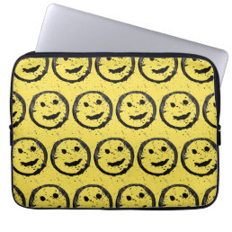 Cool Stained Happy Smiling face pattern yellow Laptop Sleeve