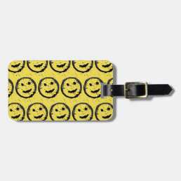 Cool Stained Happy Smiling face pattern yellow Luggage Tag