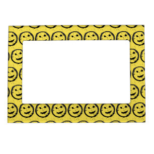 Cool Stained Happy Smiling face pattern yellow Magnetic Frame
