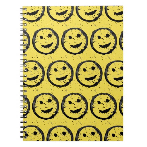 Cool Stained Happy Smiling face pattern yellow Notebook