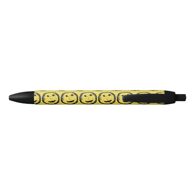 Cool Stained Happy Smiling face pattern yellow Pen (Back)