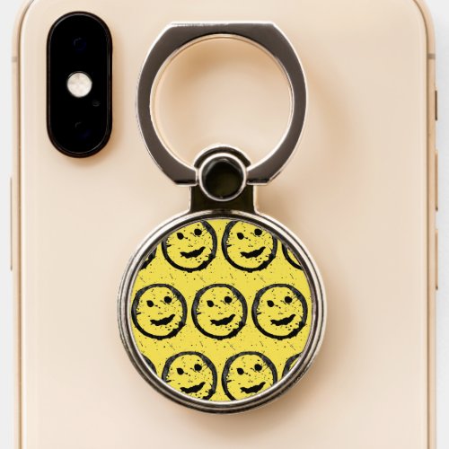 Cool Stained Happy Smiling face pattern yellow Phone Ring Stand