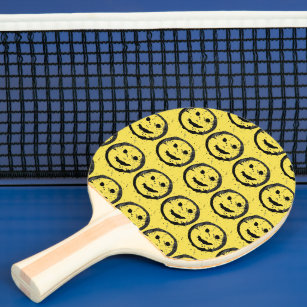 Cool Stained Happy Smiling face pattern yellow Ping Pong Paddle